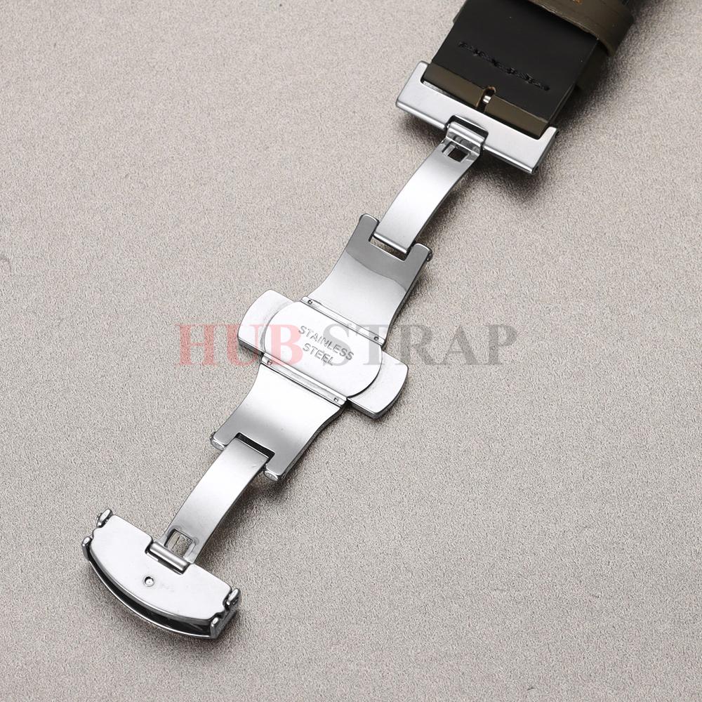 18mm 20mm 22mm Genuine Calfskin Leather Watchband Business for Omega Watch Band for Seiko Butterfly Buckle Stitching Brown Strap