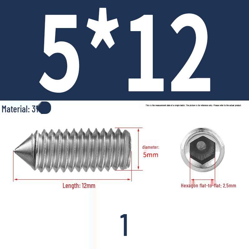 12.9 Edelstahl 304 Innensechskant Kegelspitze Gewindestift M2/M3
