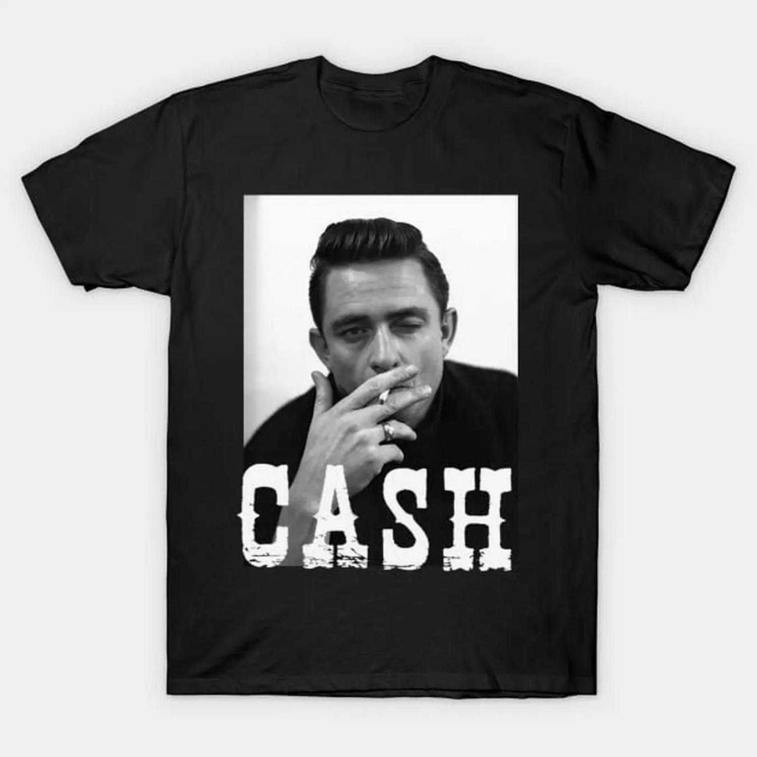 

John & Ni s Men s Retro Pattern Print T-shirt Is Designed in The Style of Elvis Presley, Featuring A Worn _CASH_ Print in Black S разноцветный