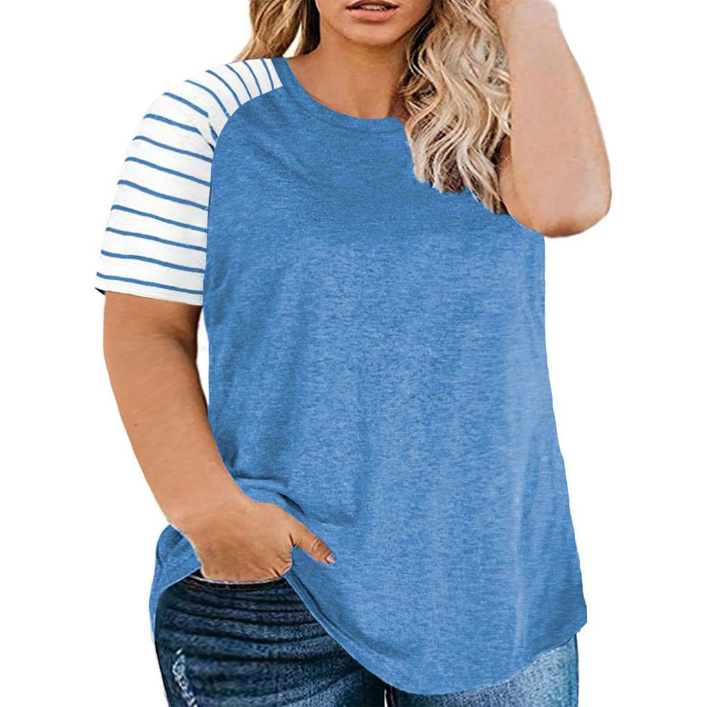 Women Plus Size Short Sleeve T‑Shirt Crew Neck Loose Fit Casual Summer Tops For XL‑4XL