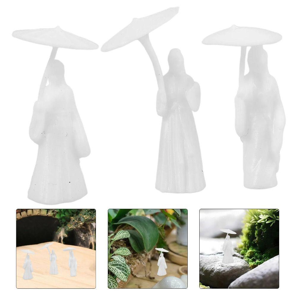 3pcs Classical Miniature Ornaments Chinese Style Girl Statue Garden Sculptures  Bedroom