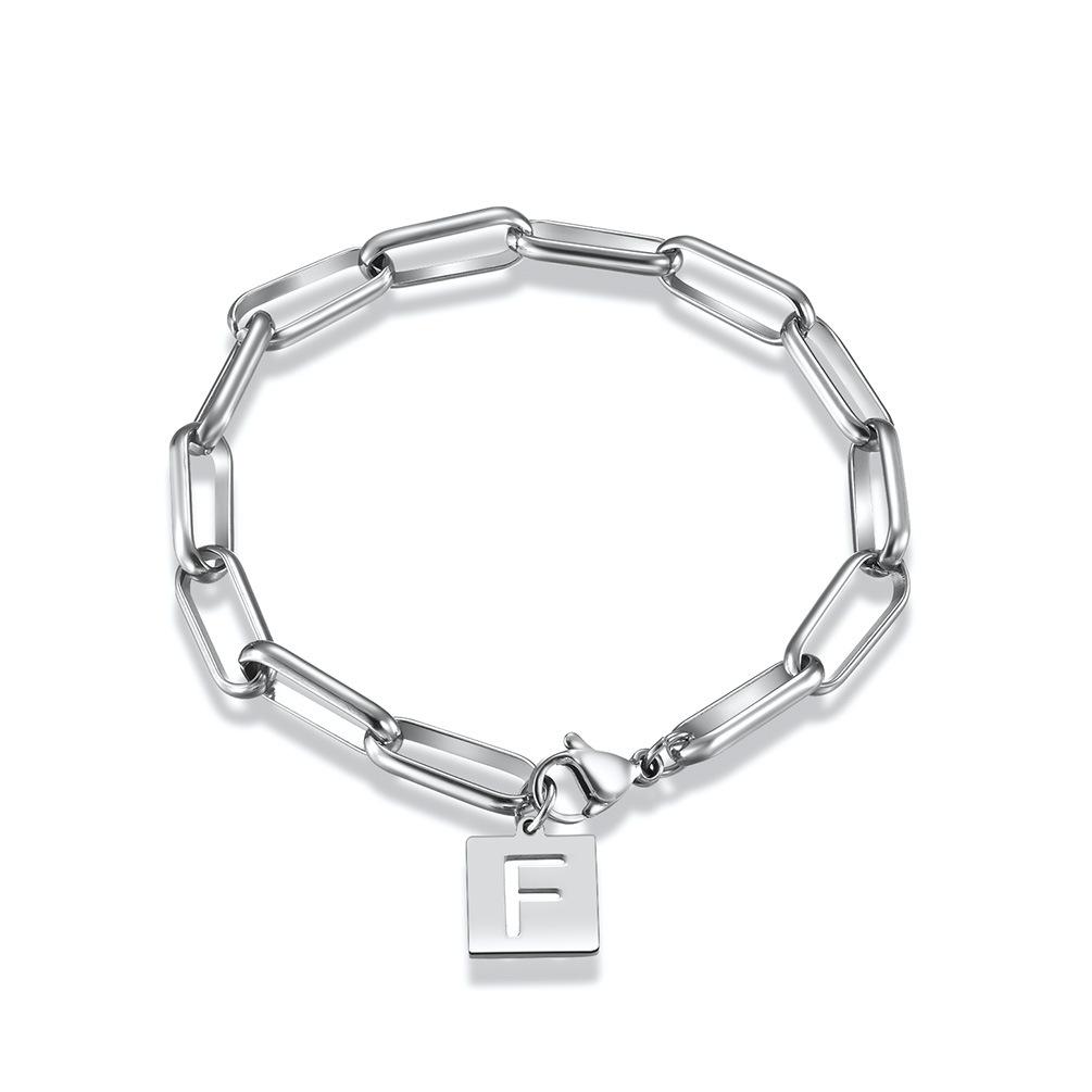 Minimalist Letter Titanium Steel Bracelet with Initials Stainless Steel Bracelet