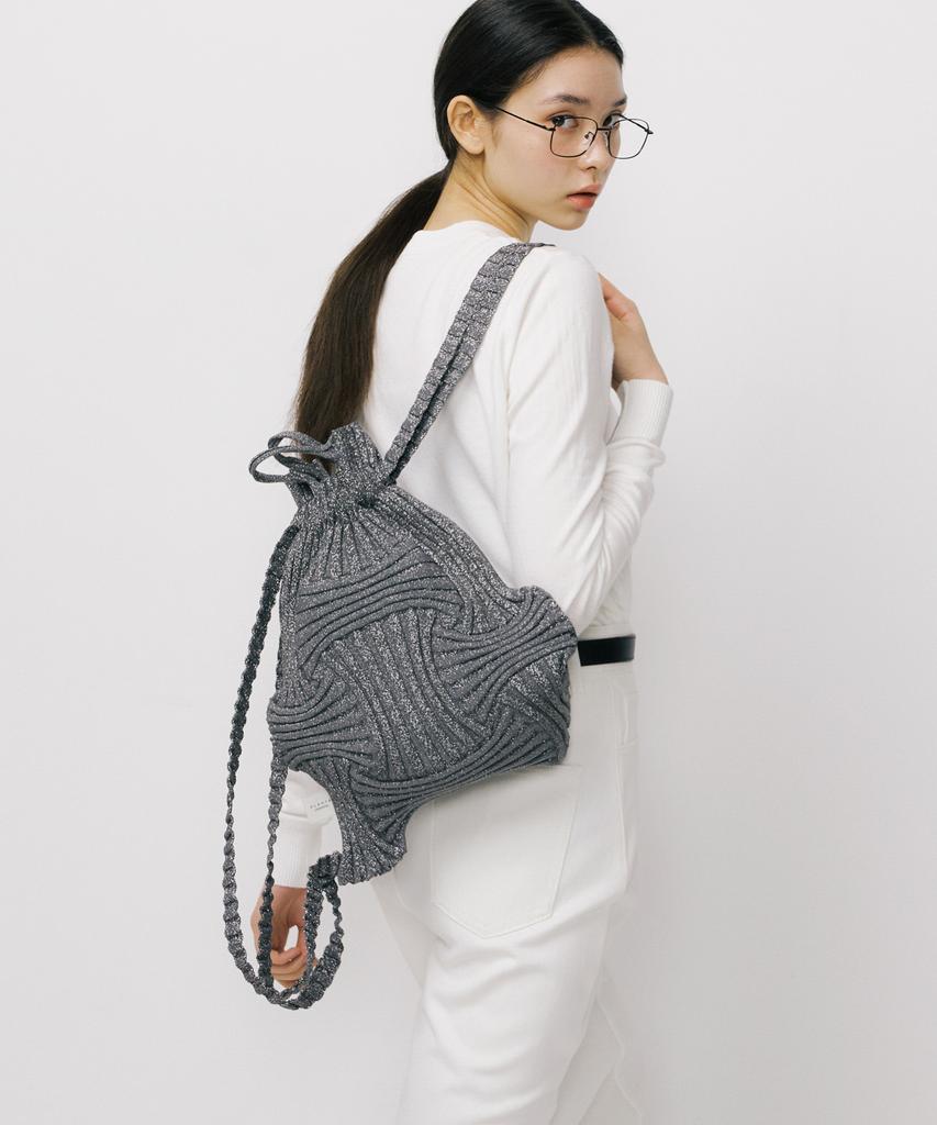 Pleatsmama New Bow Backpack Glitter Stone Brown