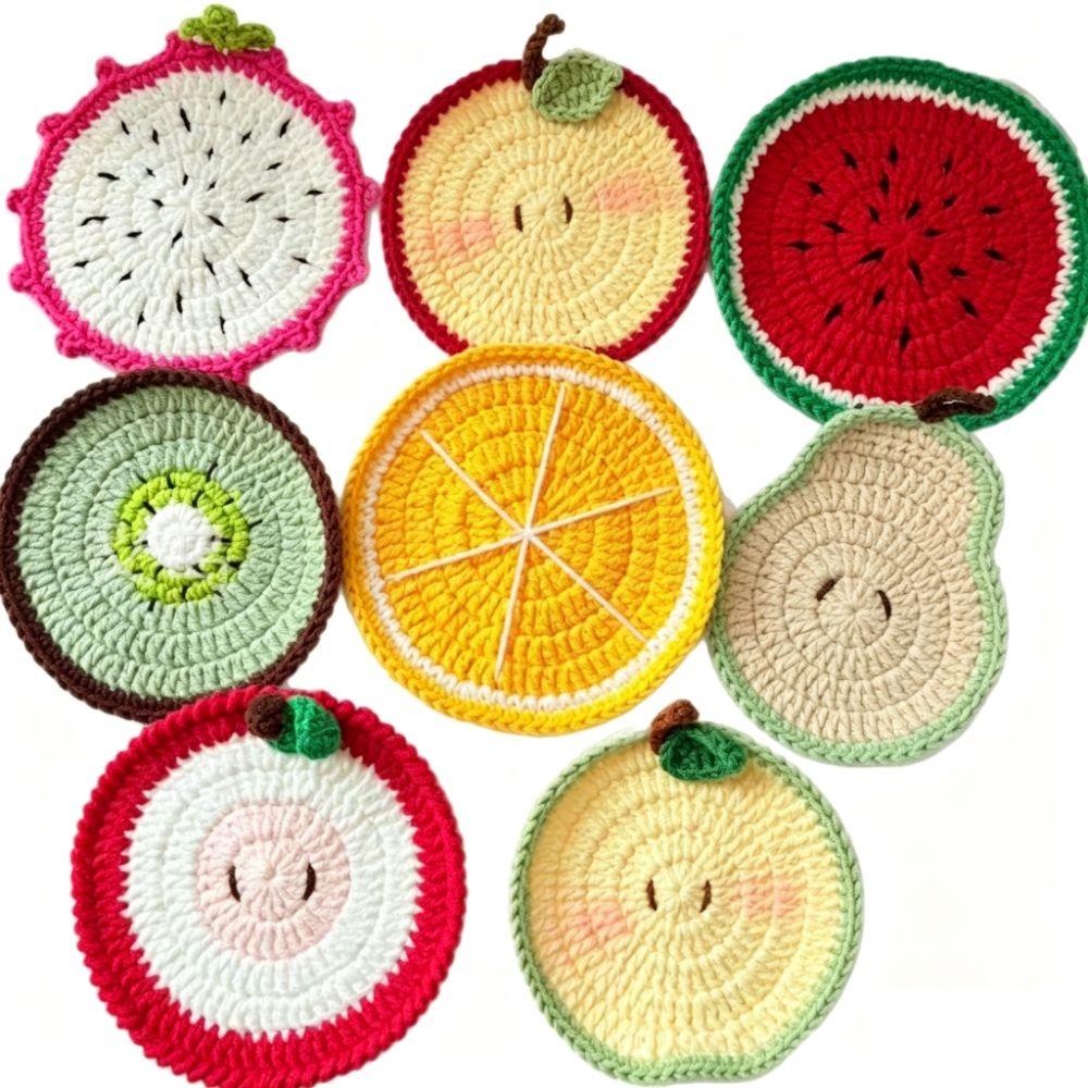 Handmade Crochet Crochet Fruit Coasters Fruit Shaped Decorative Drink Coasters  Living Room Decor