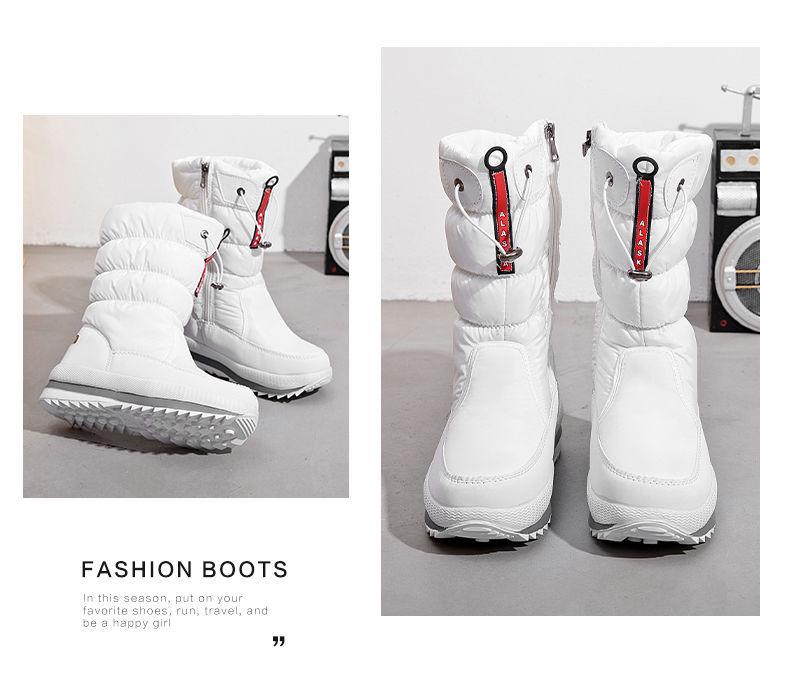 Northeast Women's Winter Waterproof Non-Slip Velvet Mid-Calf Snow Boots - Warm Thick Bottom.