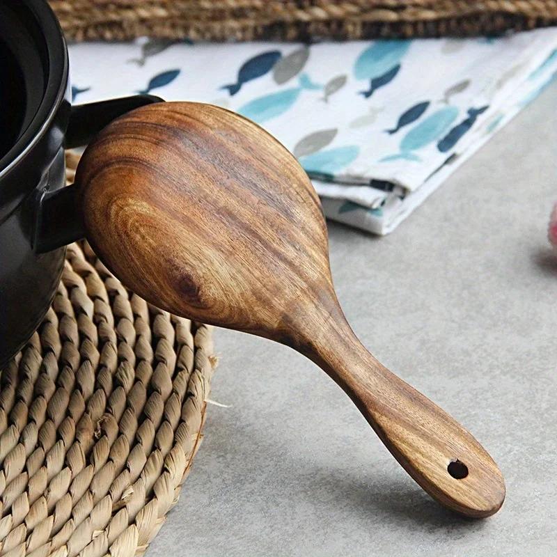 Wood Rice Spoon Wooden Kitchen Spoon Rice Paddle Scoop Ladle Tablespoon Big Serving Spoon Tableware Kitchen Utensils