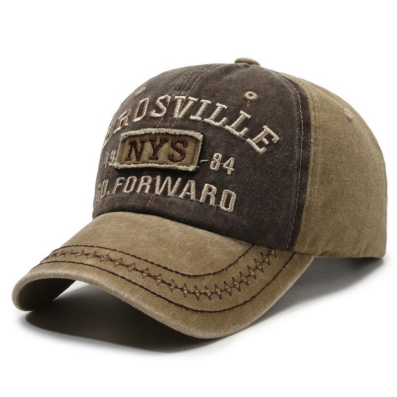 

Vintage Cap Baseball Embroidered Letter Distressed Color Block Duck Tongue Hat StyleC