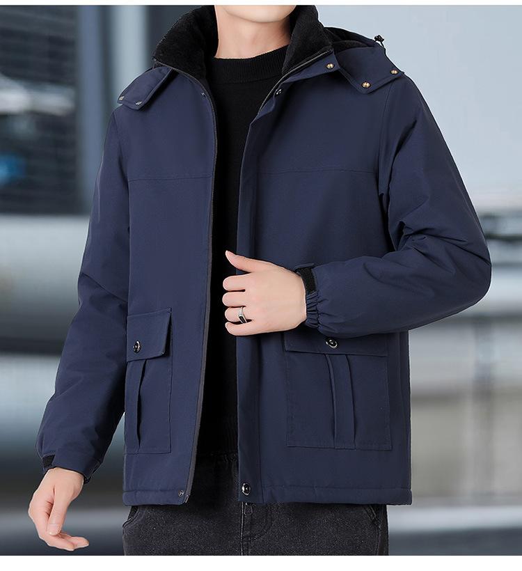 Fashionable and versatile Men's Thickened Warm Winter Jacket - Wrinkle Resistant Lightweight Soft and Cozy Long Sleeve Down Jacket