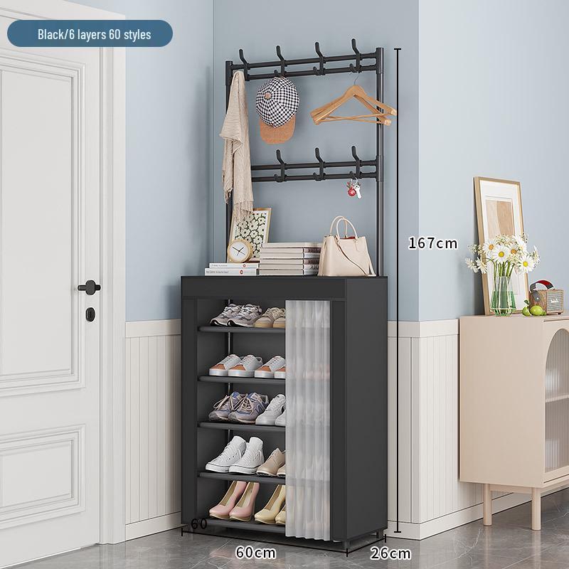 Multi-layer Dustproof Shoe & Hat Rack: Floor-standing Coat Rack & Storage Shelf for Living Room or Entryway