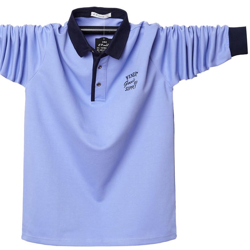 Men's Plus Size Long Sleeve Polo T-Shirt with Embroidery Design