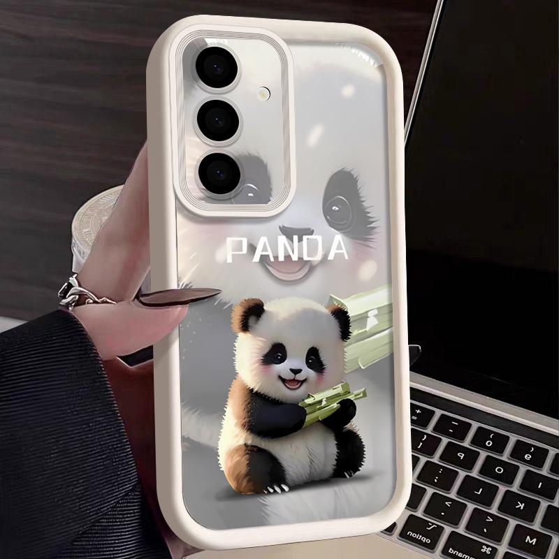 Lovely Baby Panda Pattern Case For Samsung Galaxy A57 A37 A17 A56 A36 A26 A16 5G A55 A35 A15 A54 S21 FE S22 S23 S24 Plus S25 Edge S26 Ultra Cover