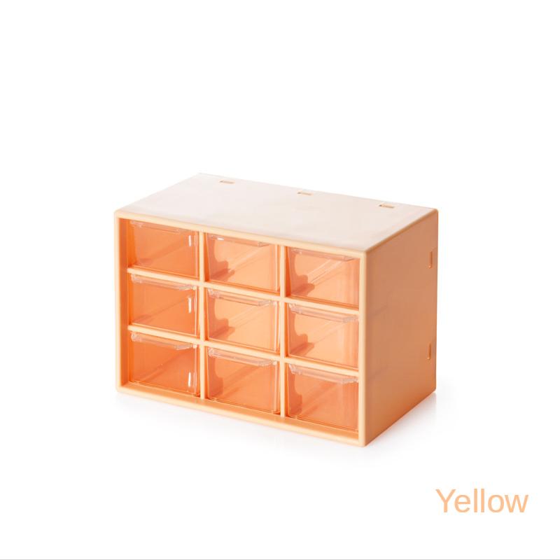 

Пластиковый ящик для хранения ювелирных изделий Jiugongge, настольный, для ювелирных изделий, косметики, многослойный, прозрачный, ящик для комода, косметичка 18x9.8x12 жёлтый
