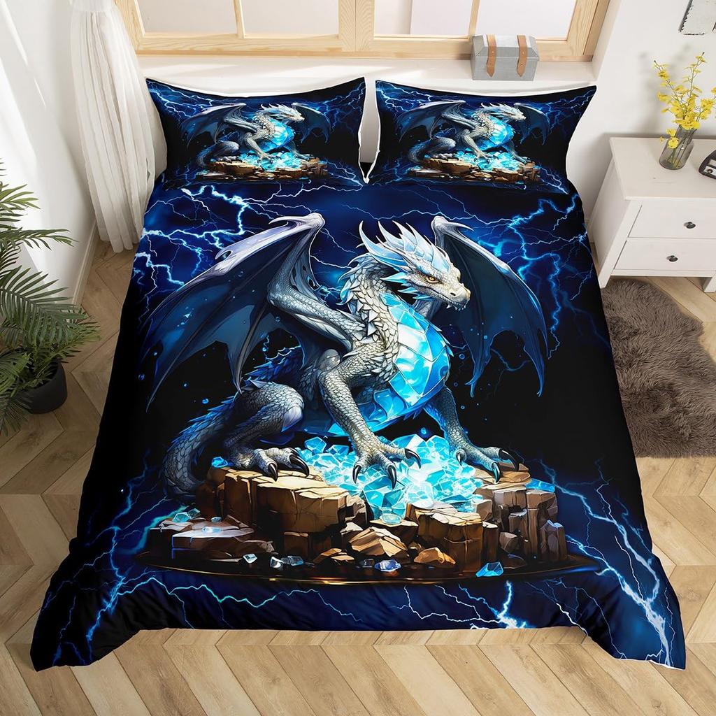 Lightning Duvet Covers for Kids Teens Queen Lightweight Down Quilt Covers Bedroom Decor 2 Pillowcases 1 Duvet Cover No Comforter