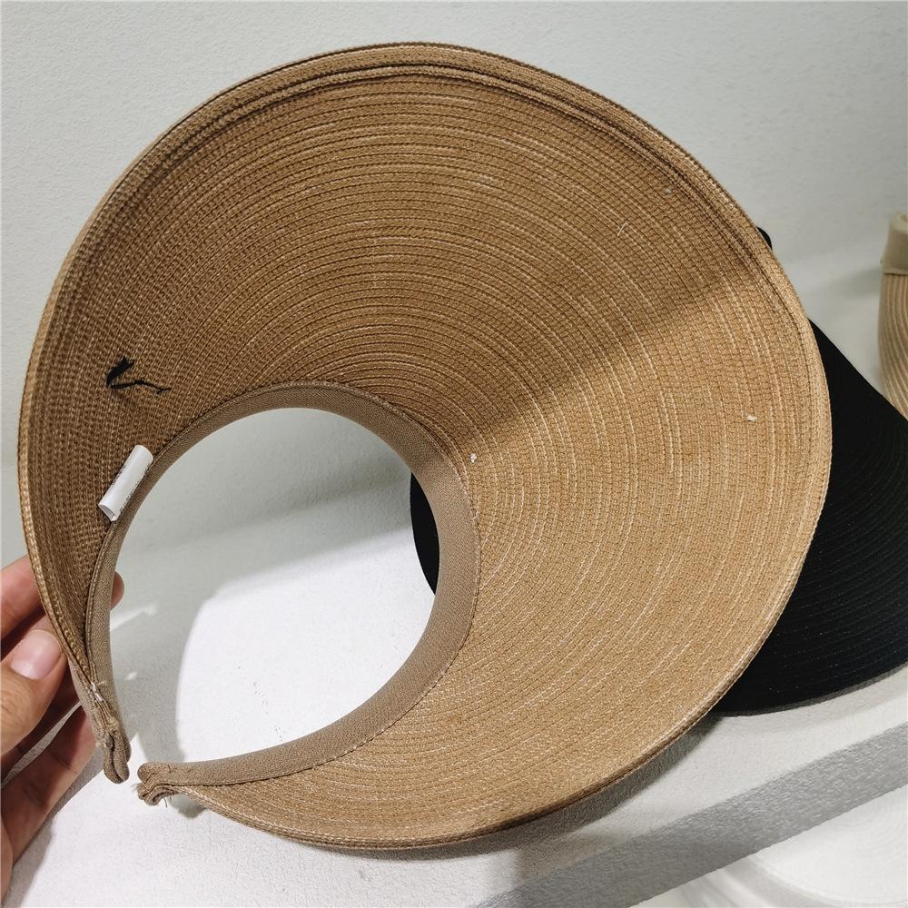 Sonnenhut aus Stroh mit breiter Krempe – atmungsaktiver, verstellbarer, elastischer Pferdeschwanz-Strandhut für Damen, perfekt für Outdoor-Aktivitäten