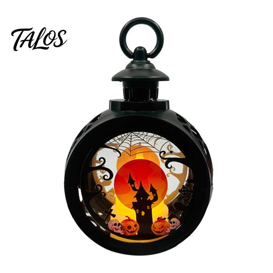 LED Decorative Flame Light Halloween Retro Pumpkin Lantern, Electronic Candle Light, Vintage Festive Lighting Handheld Lamp for Bar Haunted