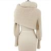 Long Sleeve Wrap Scarf Unisex Scarf Poncho Korean Style Knitted Scarf Autumn Winter Shawl Scarf