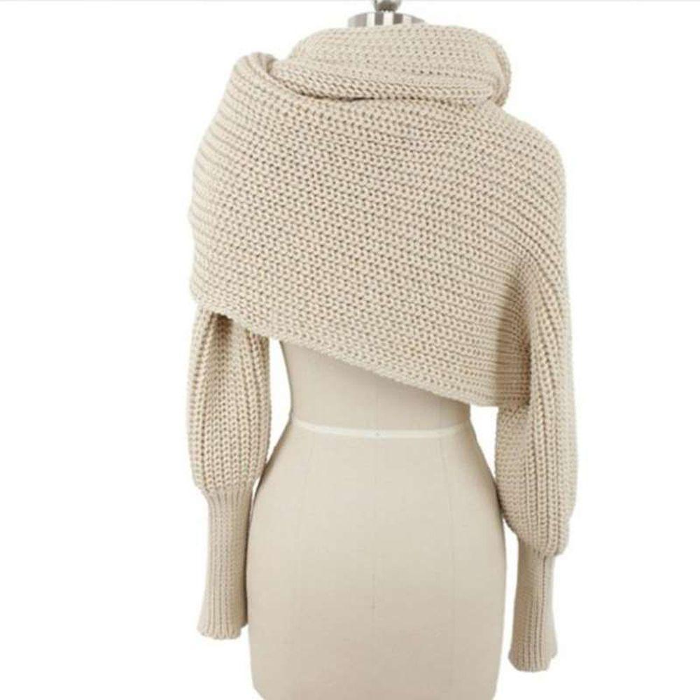 Long Sleeve Wrap Scarf Unisex Scarf Poncho Korean Style Knitted Scarf Autumn Winter Shawl Scarf