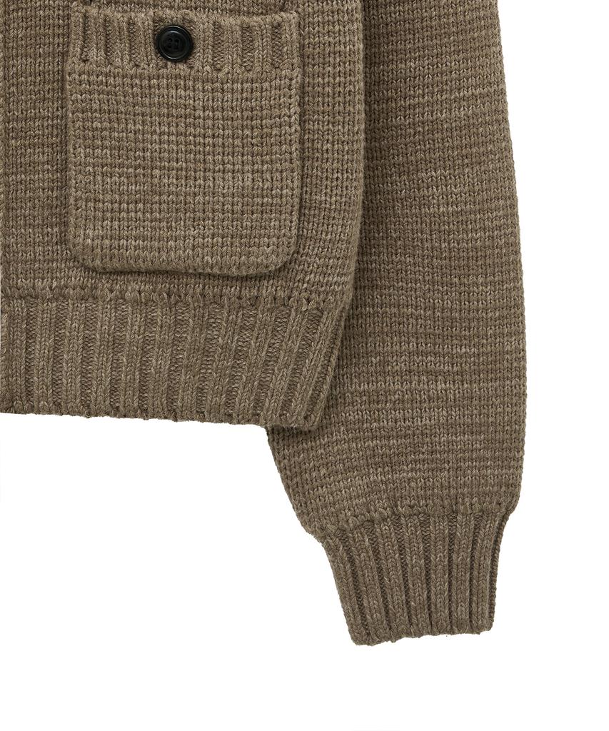 Noirer Merino Wool Oversized Heavy Cardigan (Beige)