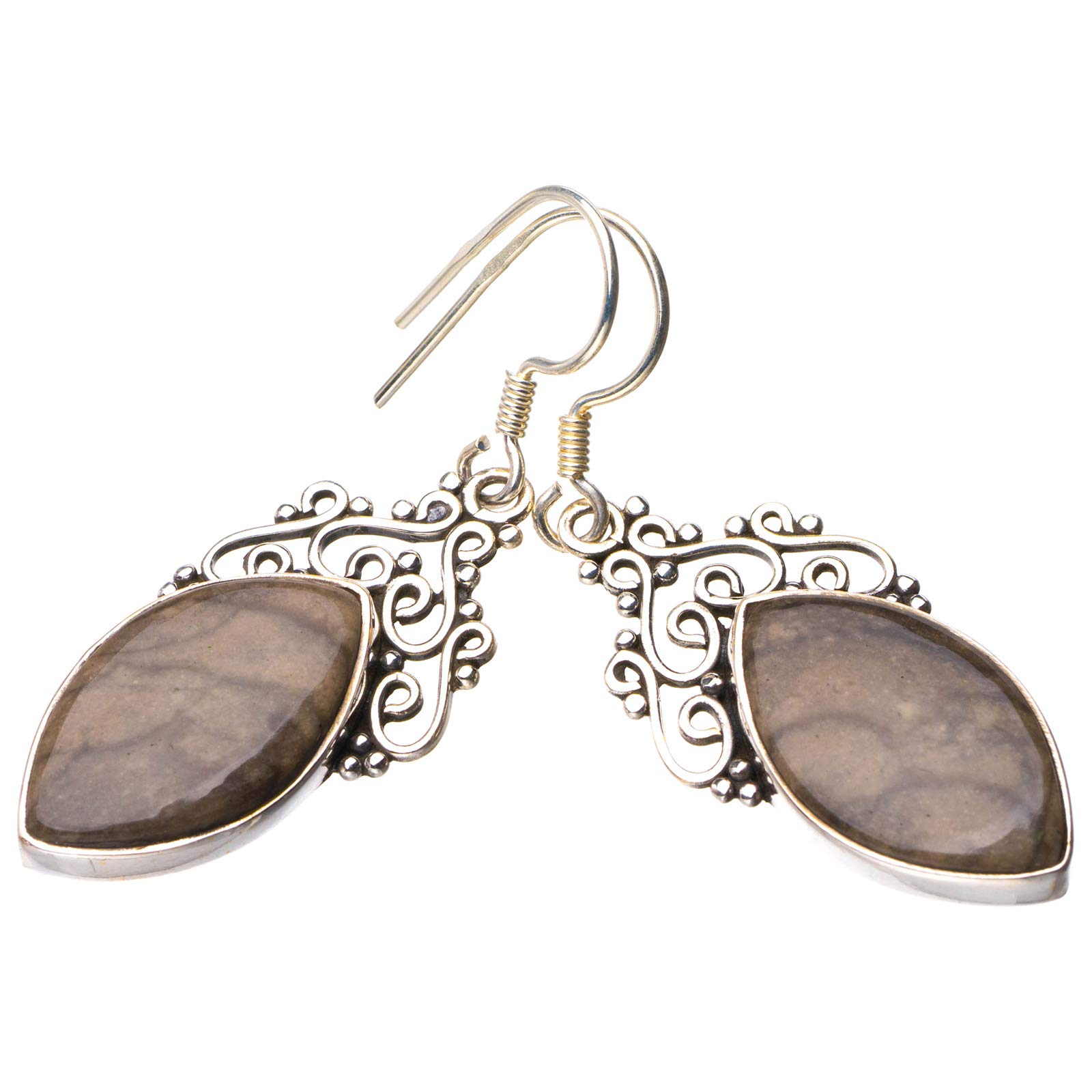 

StarGems® Natural Picture Jasper Handmade 925 Sterling Silver Earrings 1.75 D7364