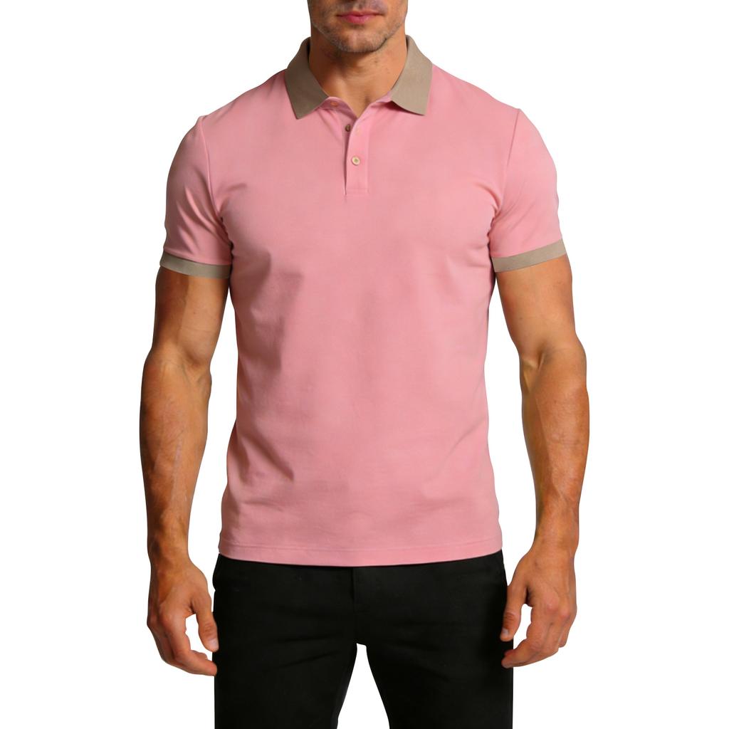 Men's Summer Color-blocked Lapel Short-sleeve T-shirt Casual Sporty Top