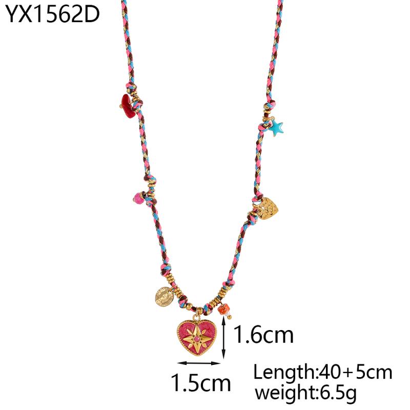 CARLIDANA Elegant Stainless Steel Hand-woven Rope Chain Flower Starfish Heart Sea Pendant DIY Charm Bracelet Necklace for Women