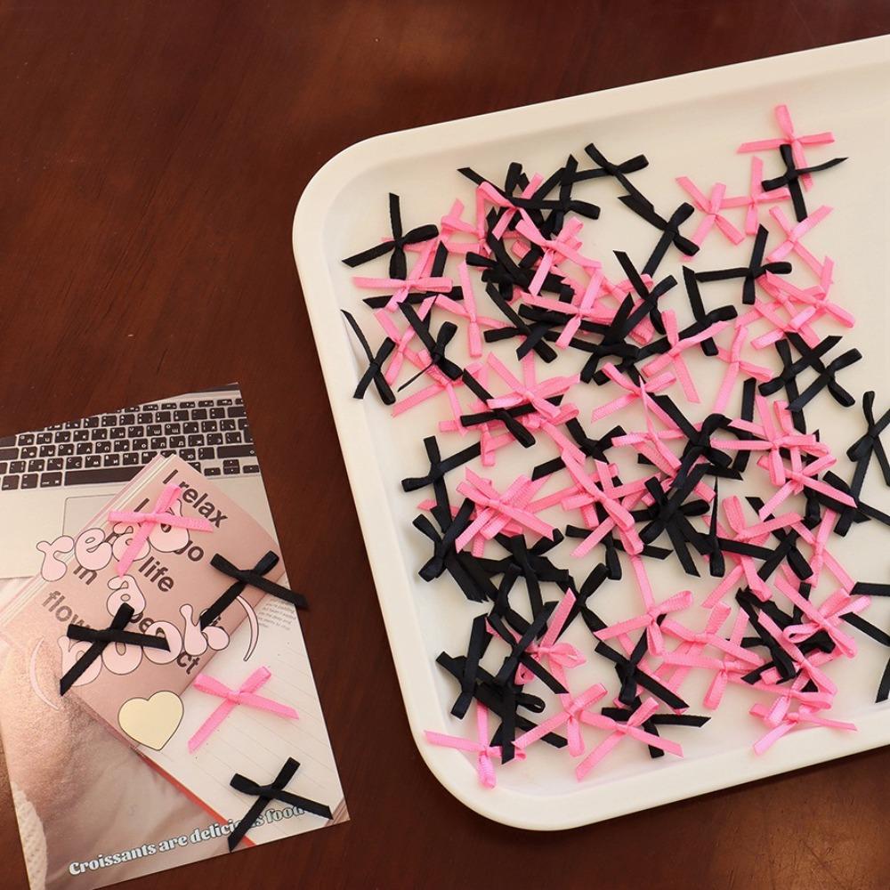100pcs Mini Ribbon Bows Solid Color Flowers Bows Ties New Satin Bow  Hair Clothes Decoration
