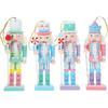PartyKindom Nutcracker Ornaments for Christmas Tree: 4pcs Small Figures, Wooden Soldier Hanging Decorations for Xmas Gift, Shelf, Table, 5"