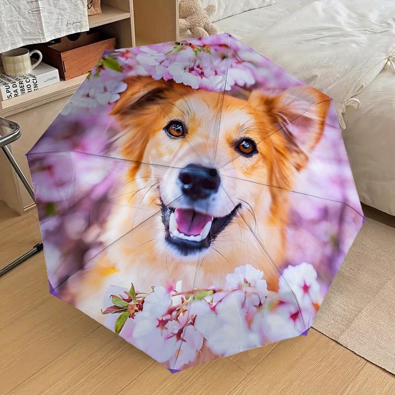 

1pc Floral Dog Collar Automatic Open/Close Umbrella, 8-Rib Sturdy Frame, Umbrella for Travel, Everyday, Formal Events yy251126055