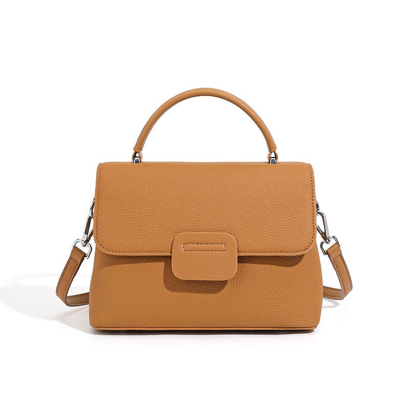First Layer Cowhide Women'S Shoulder Crossbody Simple Fashion Bag Girls Classic Shell Bag 2 Shoulder Straps Large Capacity Soft Leather