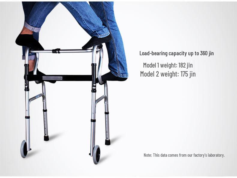 Lightweight Foldable Aluminum Walker with Wheels - Height Adjustable for Elderly