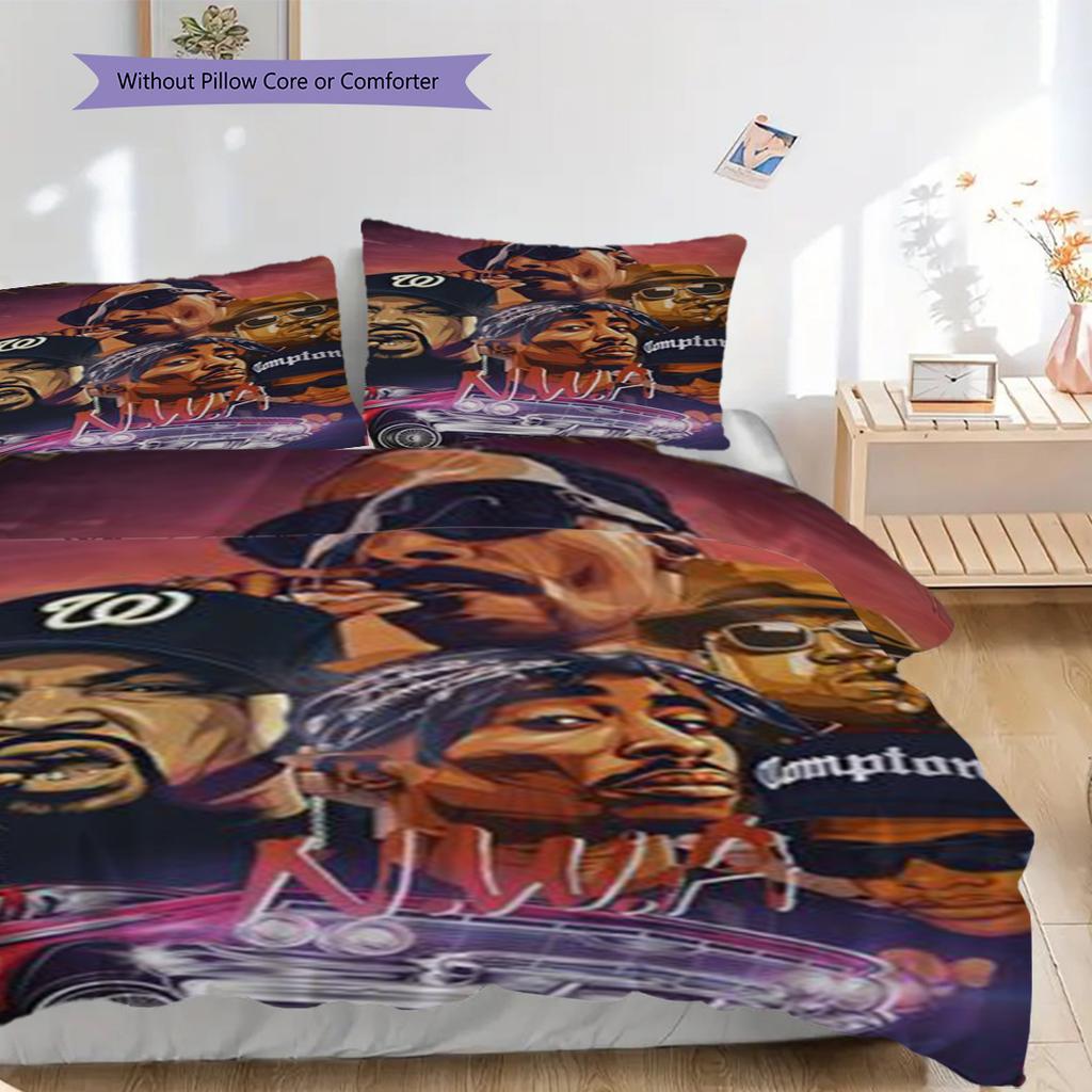 Hip Hop Legends Visual Celebration Threepiece Set 1 Duvet Cover 2 Pillowcase Without Core Soft And Comfortable Duvet Cover And Pillowcase
