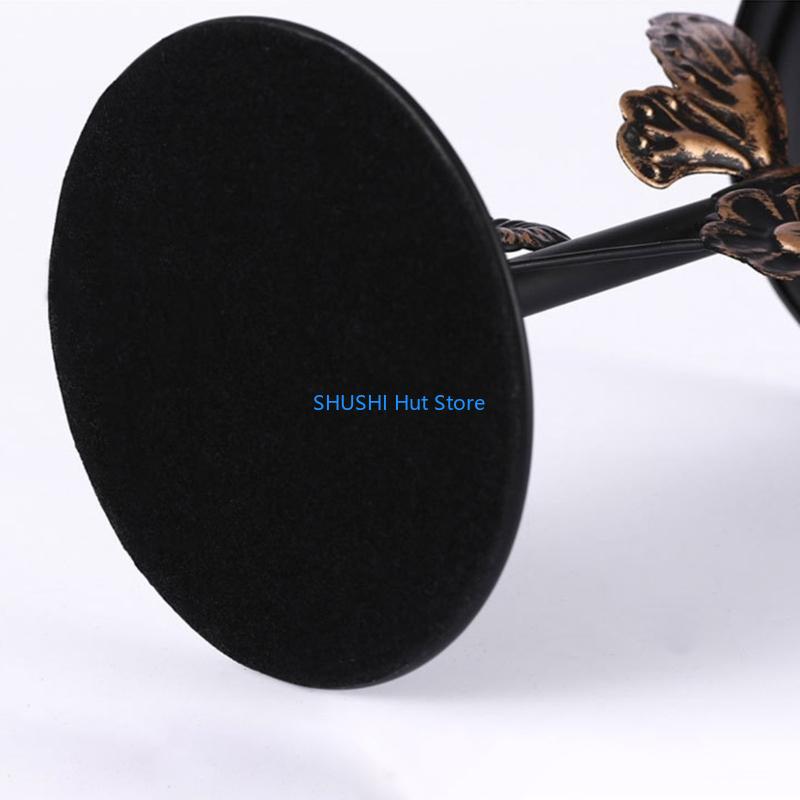 2Pcs Decorative Black Holder Iron Stand for Pillar Metal Candlestick Dining Table Centerpieces D57B
