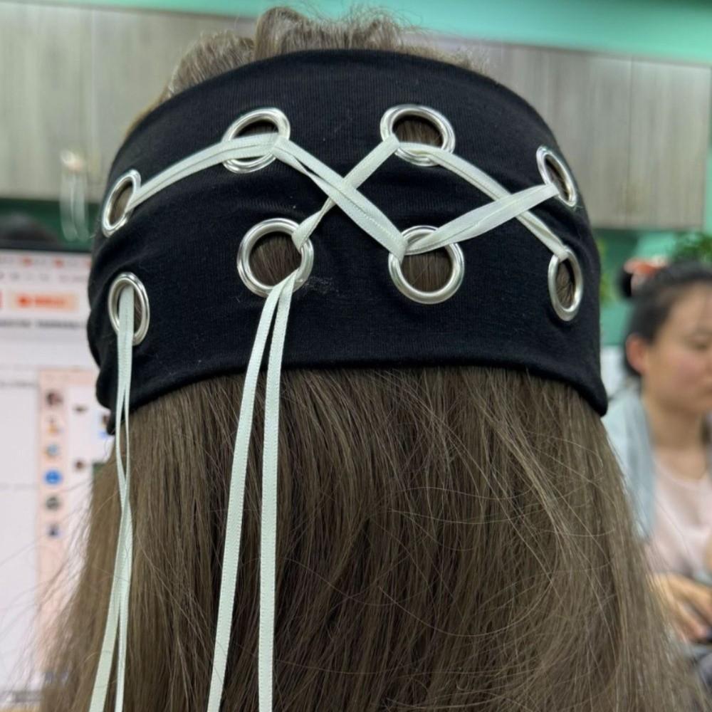 Hibiscus Butterfly Orchid Knitted Hairband Hollow Out Rhinestone Chain Headscarf  Men