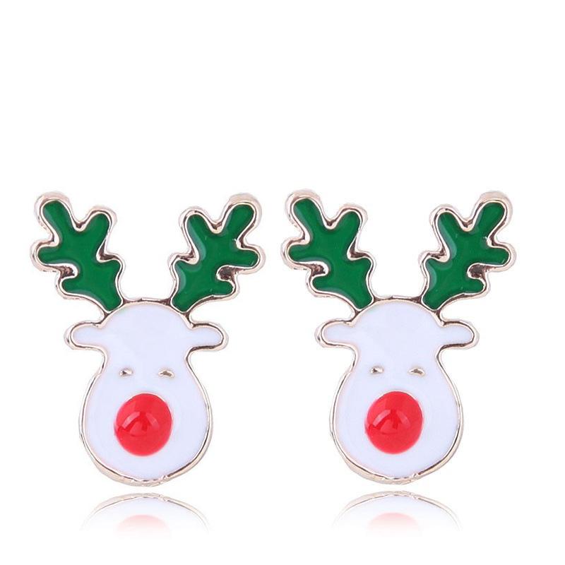 Cute Little Santa Elk Gift Earrings, Flash Diamond Christmas Tree Snowman Earrings