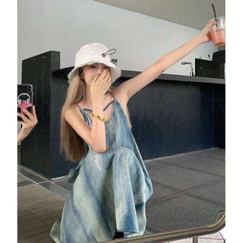 French Tie-Dye Casual Summer Camisole Dress