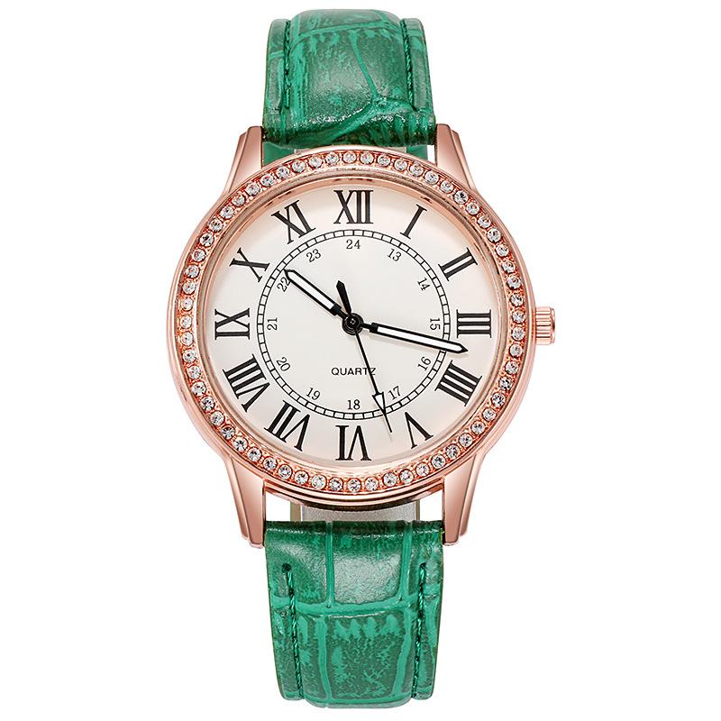 Stylish And Simple Roman Numeral Belt With Diamond Luminous Watch Women'S Quartz Watch