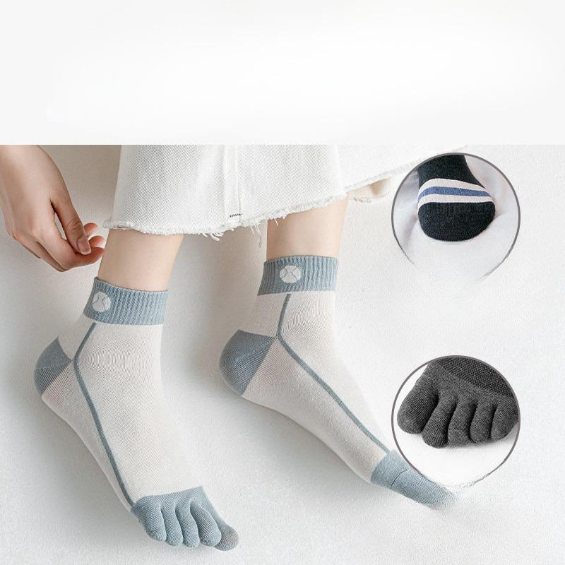 Women's Short Five-finger Socks, Cotton Socks, Odor-proof, Athlete's Foot, Sweat-absorbing, Summer Breathable, Thin and Cute Mid-calf Socks