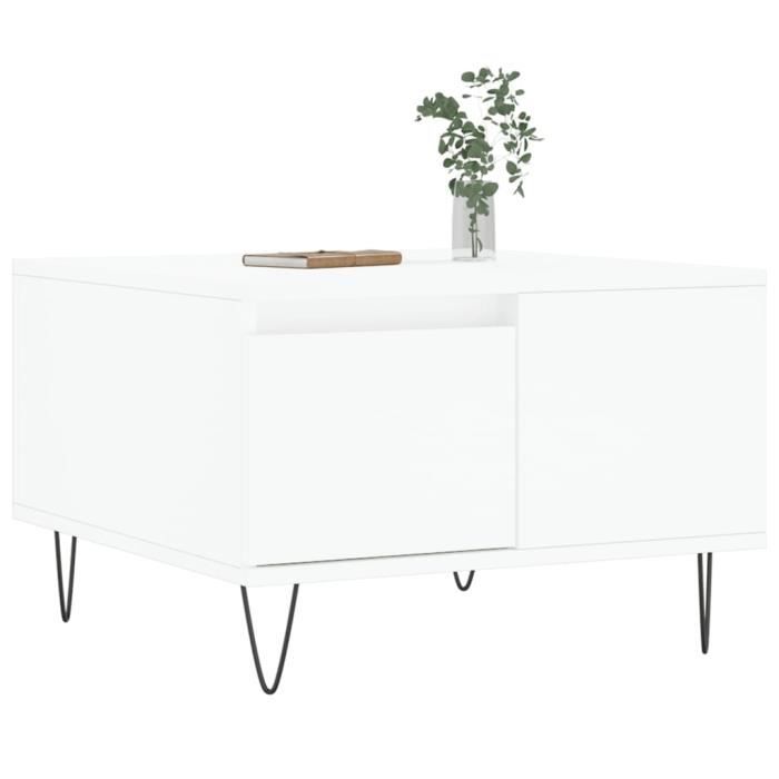 VidaXL Table basse blanc 55x55x36,5 cm bois d'ingénierie 830756