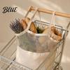 Breathable Shopping Bag Canvas Bag Mesh Splicing Design with Reinforced Picnic Carry Straps Grocery Tote for Fruits Vegetables Bread Snacks Strap