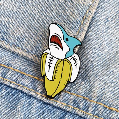 Animal Banana Shark Enamel Pins for Kids Friends Custom Lovely Sharks Brooches Backpack Lapel Pin Cute Funny Badge Jewelry Gifts