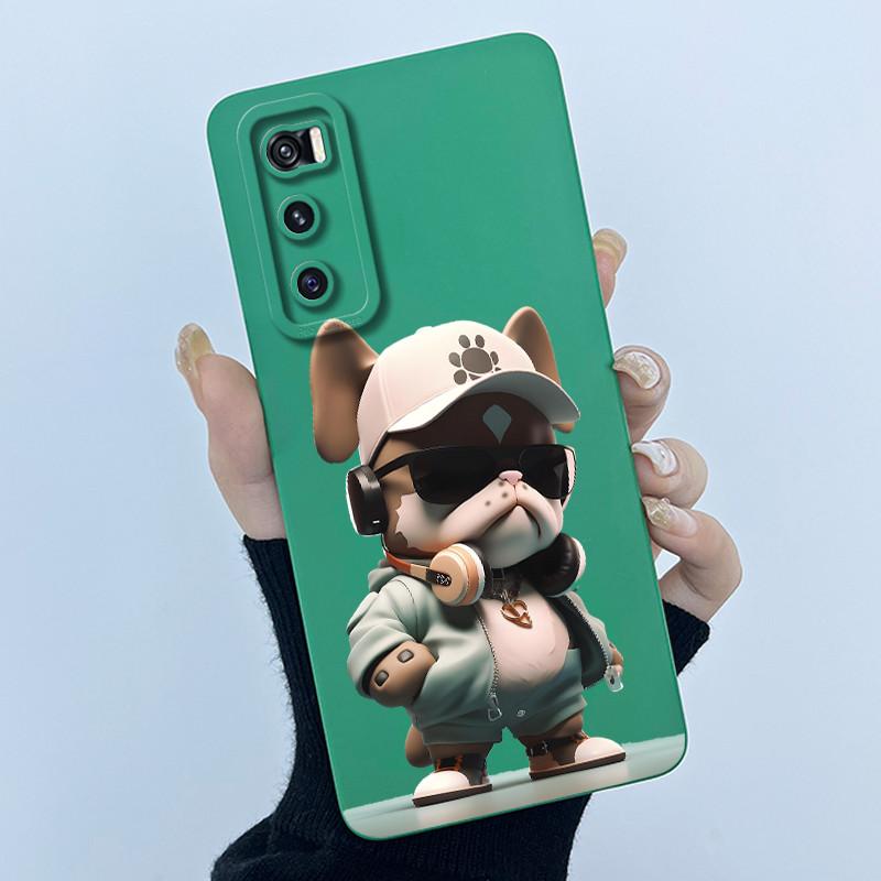 For Vivo V20 SE Case V2022 V2023 Lovely Cartoon Cat Liquid Silicone Soft TPU Shockproof Bumper For Vivo V20SE Phone Cover Funda