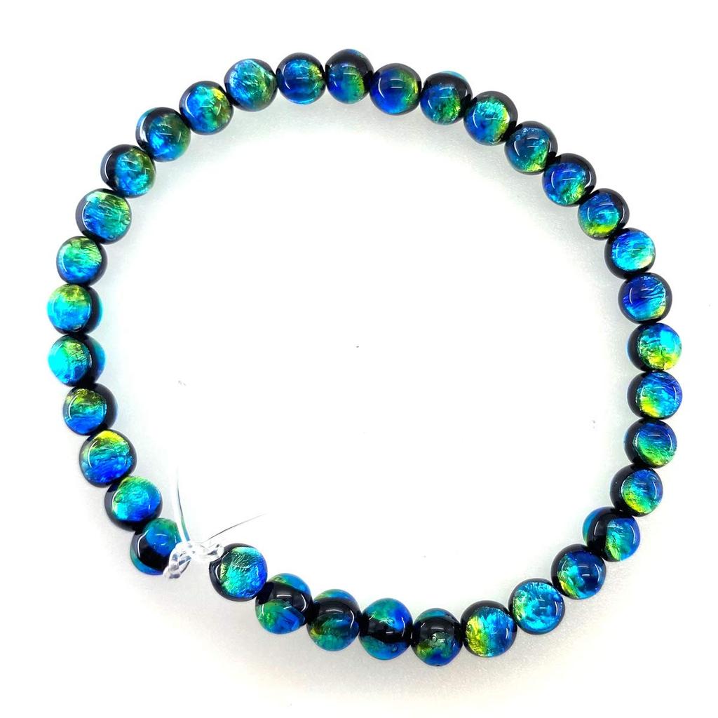 Sea drop Glowing Firefly Glass Beads, Kerama Marine, 6mm, Half-Strand, 35 Beads, Approx. 20cm, Glow-in-the-Dark Glass Beads [019htt-06]