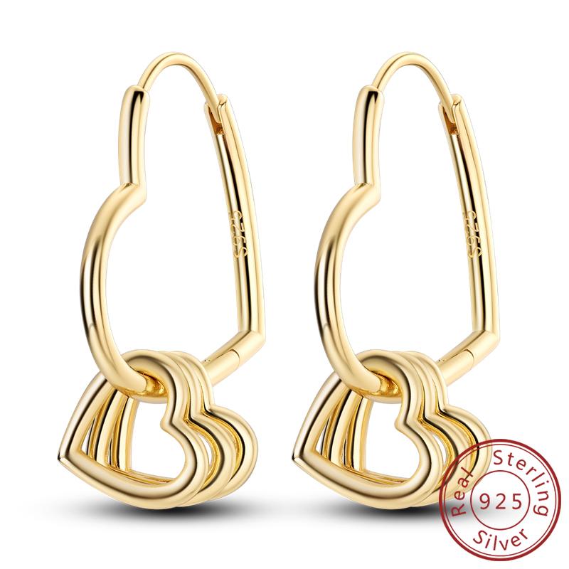 Earrings Original 925 Silver Stud Drop Hoop Earrings Rose Gold for Women Girls Party Wedding Birthday Jewelry Gift