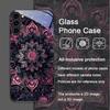 Vintage Mandala Lotusblumenmuster Gehärtetes Glas Handyhülle für Samsung Galaxy S25 Ultra S24 S23 Plus S22 S21 S20 FE 5G Cover