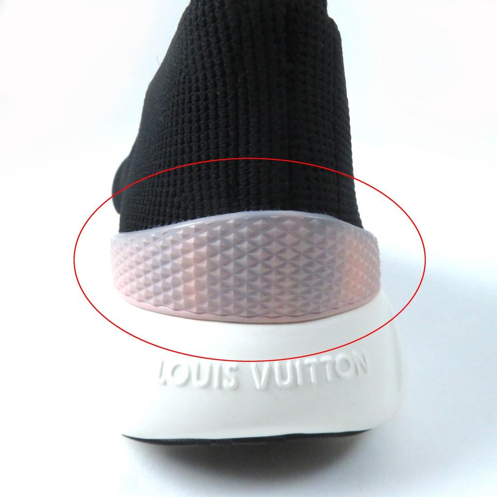 Great LOUIS VUITTON Sneakers Logo Socks Black Women 37.5 Used