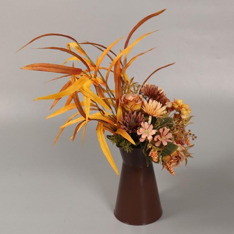 Artificial Flower Bouquets Artificial Leaf Plant In Metal Vase for Thanksgiving Halloween Wedding Festival Decoration
