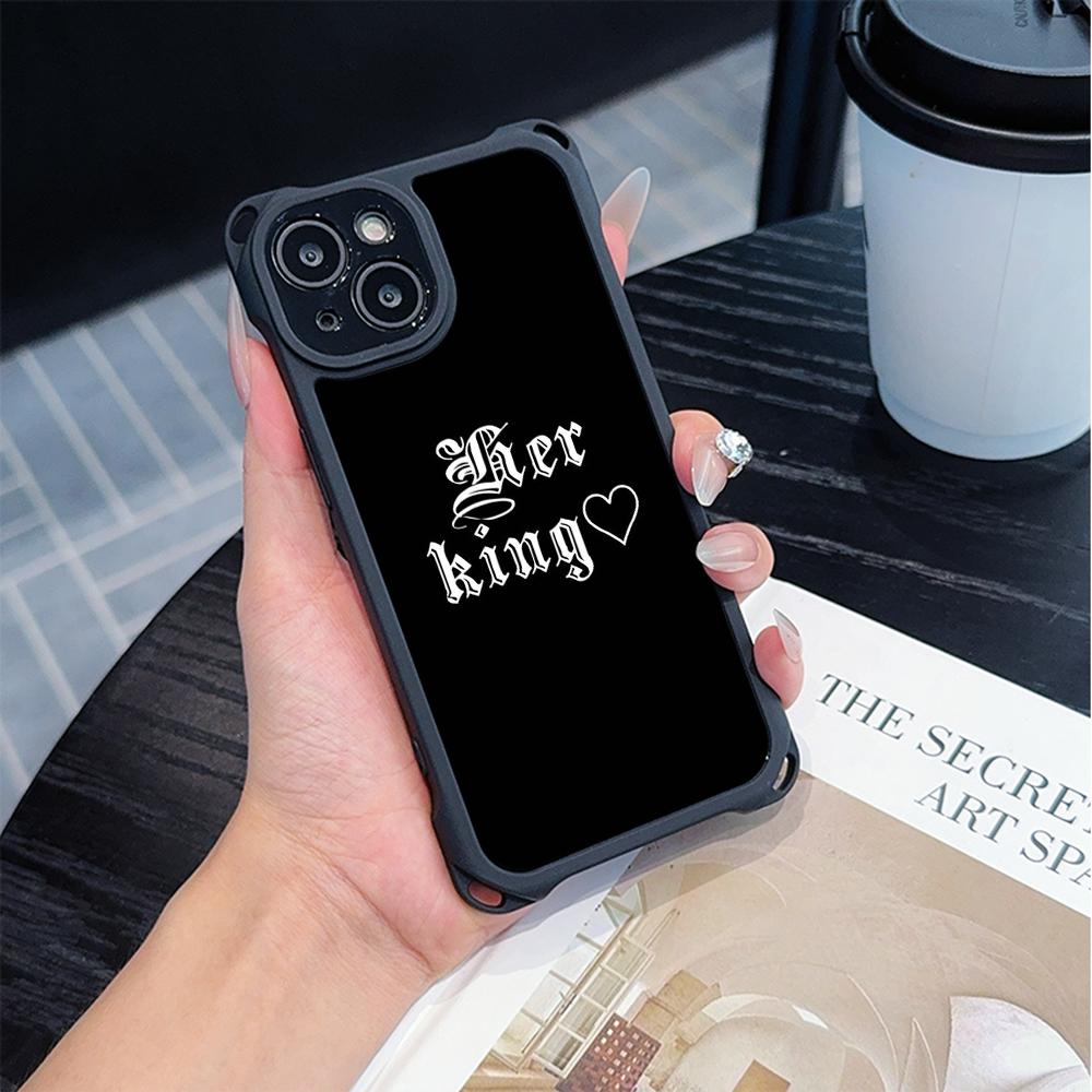 Ae84 King Queen Couple Art Soft Phone Cases for iPhone 16 15 14 13 12 11 Pro Max 8 7 Plus XR XS with Wrist Strap Lanyard Corner Protection Back Cover