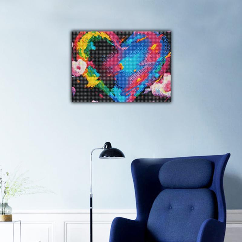 FIYO 11.8x16.73 In Diamond Painting Full Round Drill Diamond Color Love Round Diamond Painting Handmade Diy Diamond Mosaic Painting Home Decoration