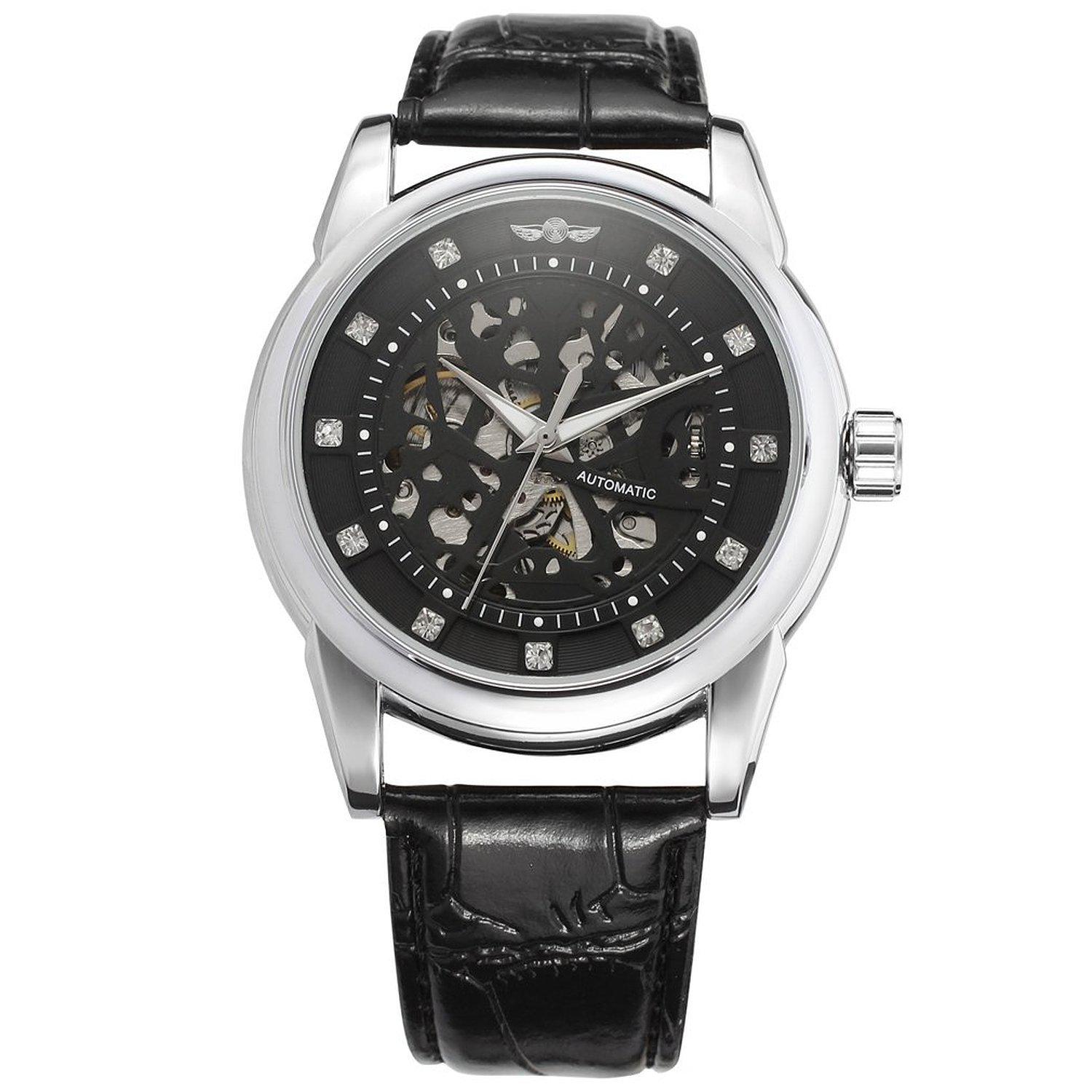 

T-Winner Fashion Простые мужские автоматические механические часы с ремнем для сверления