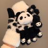 Cute Red Panda Plush Knitted Gloves Female Winter Thickened Warm Student Riding Cold Can Be Divided